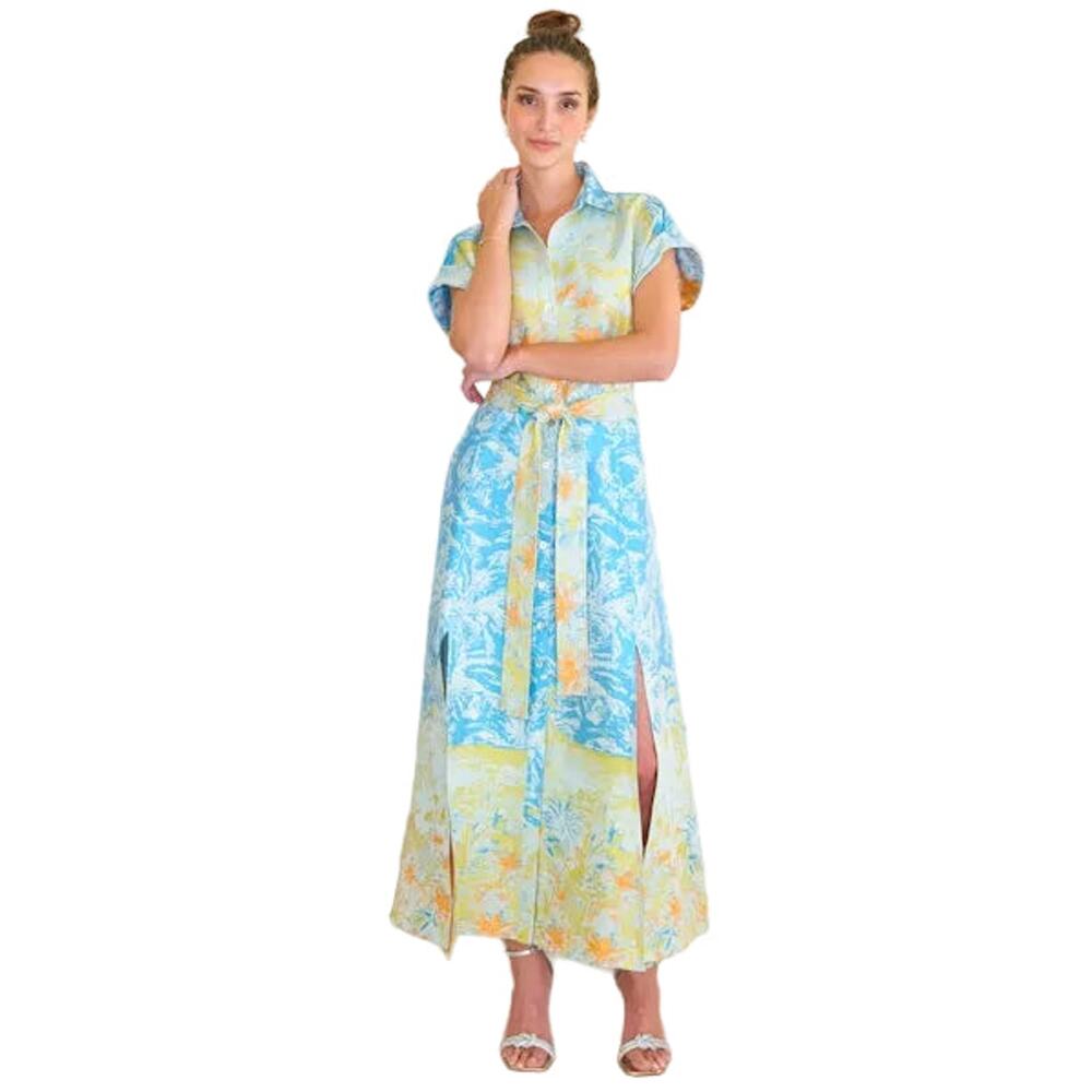 Long Chantal Dress Wedding Guest Jacquard - Tropical